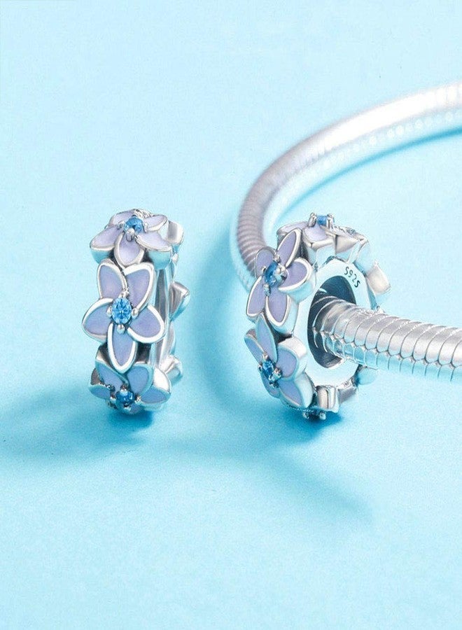 LAMOONY Flower Spacer Charm 925 Sterling Silver Clip Stopper Charm for Pandora Charm Bracelet (D) - Image 3